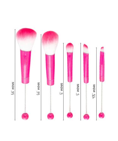 Hot Pink Beadable Makeup Brushes Set of 5 | DIY Silicone Focal Beads for Crafters | Cosmetic Brush Kit for Keychains & Eyeshadow - Buy Online on GoSupps.com