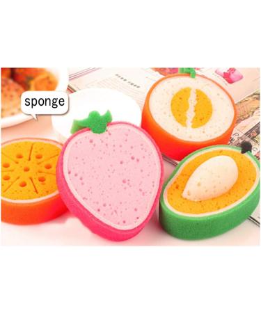 4pcs Cute Fruit Shaped Shower Sponge Set for Kids - Mango, Honey-Dew Melon, Orange, Strawberry - Buy Online on GoSupps.com