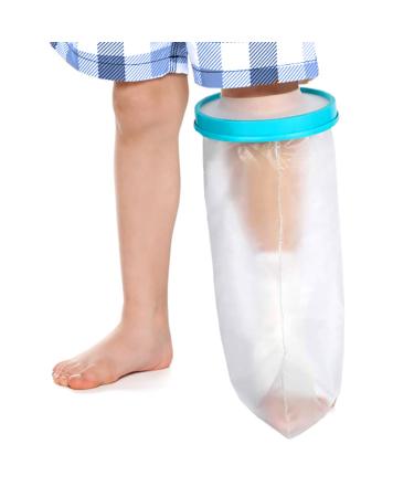 Kids Leg Cast Cover Waterproof Leg Cast Cover for Shower Bath Watertight Plastic Protection Keep Bandage Dry, Reusable Foot Cast Protector for Leg, Knee, Foot, Ankle Wound(17inch)