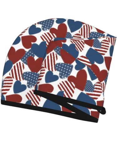 American Flag Heart Microfiber Hair Towel | Super Absorbent Coral Velvet Quick Dry Cap for Long Curly & Thick Hair - Perfect for Women - Buy Online on GoSupps.com