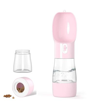 Misthis Dog Travel Water Bottle,Portable Dog Water Bottle Pet Drinking Bottle Drink Cup Dish Bowl Dispenser for Walking Traveling Hiking, Multifunctional Outdoor Water&Food Bowl for Dogs and Cats Pink