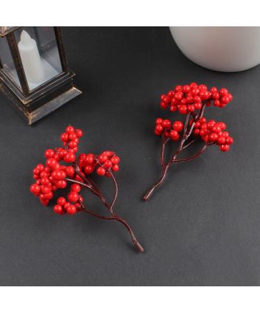 HOMSFOU 50 Pcs Artificial Red Fruit Xmas Holly Berries Stems Simulation Red Berries Holly Berries for Crafts Fake Holly Berries Desk Topper Christmas Tree Picks Plastic Fake Branch Berry - Buy Online on GoSupps.com