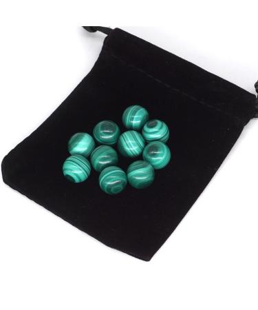 Stone 10pc Natural Green Malachite Crystal Reiki Gemstone No Hole Round Beads 12mm Balance Gemstone Decoration ERTEYIN