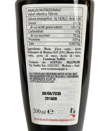 Acetaia Malpighi Saporoso 200ml: Premium Balsamic Vinegar - Buy Online on GoSupps.com