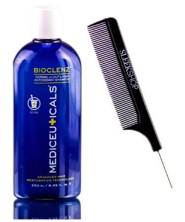 (250ml - BIOCLENZ) - Therapro Mediceuticals BIOCLENZ Normal Scalp & Hair Antioxidant SHAMPOO (with Sleek Steel Pin Tail Comb) Advanced Hair Restoration Technology (250ml ORIGINAL)