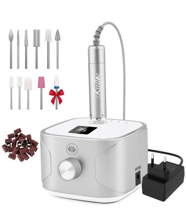 Credit cutter for gel nails and acrynails 35000 rpm milling cutter set with LED display and 11 bits suitable for nail studio and DIY silver - Buy Online on GoSupps.com