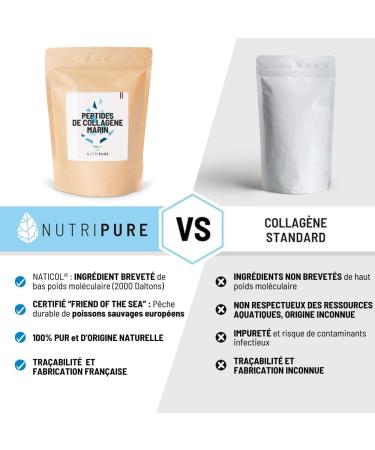 Nutripure | Wild Marine Collagen Powder | Joint Supplement Hair & Nail Care Skin | Hydrolized Marine Collagen | Jar 1.2 kg | 4 months | Neutral taste | Made in France - Buy Online on GoSupps.com