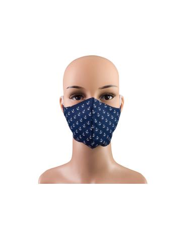 Bettina brother ladies mask - anchor points maritime blue white - makeshift mask mouth nose mouth cornage everyday mask facial mask dust mask - cotton washable - turning model 2 in 1