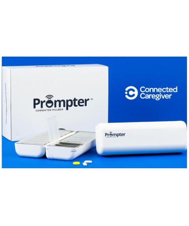 Prompter Connected Pillbox Smart Pill Reminder Management with Lights Cell Alerts Caregiver Monitoring and Notifications for Potential Missed Doses Organize Pills No Smart Phone Needed!