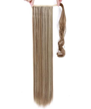 Ponytail Extension Wrap Around Long Straight Curly Hairpiece 32 Inch - Light Brown & Ash Blonde - Buy Online on GoSupps.com