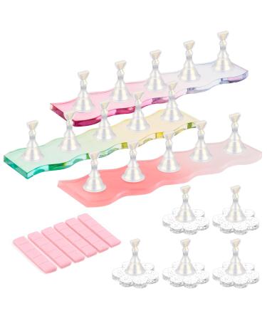 Prasacco Nail-Decoration-Kits WUQIQU Holder Acrylic Nail Display Stand with 3 Bases Magnetic for Nail Art