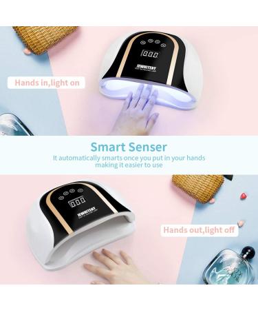 120W UV LED Nail Lamp for Gel Polish - Professional Faster Nail Dryer with 4 Timer Settings and Auto Sensor - Two Hand Curing Lamp with 54 Pcs Light Bead - Buy Online on GoSupps.com