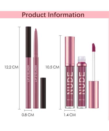 Nude Lipstick and Lip Liner Set - Long Lasting Waterproof Lip Stain - Highly Pigmented Makeup Kit for Daily & Holiday Gifts - Buy Online on GoSupps.com