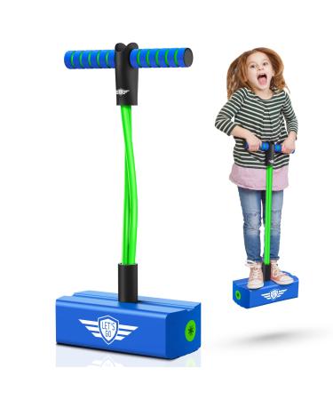 CUUGO LET'S GO! CG Pogo Stick Foam Pogo Jumper for Kids, Toys for 3-12 Year Old Boys Girls Outdoor Toys Indoor Toys - Fun Gifts Green Blue