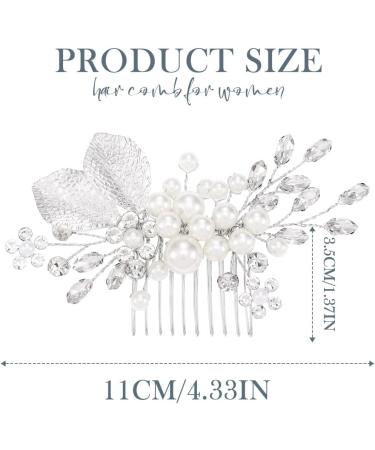 Zoestar Flower Wedding Hair Combs Silver Beads Bridal Hairpiece Rhinestone Leaf Hair Accessories for Women and Girls - Buy Online on GoSupps.com