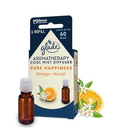 Glade Aromatherapy Essential Oil Diffuser Refill Cool Mist Aromatherapy Diffuser & Air Freshener for Home Pure Happiness with Orange & Neroli Scent 17.4 ml 17.4 ml (Pack of 1) Pure Happiness