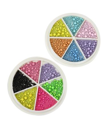 FRCOLOR 2 Boxes Nail Art Macaron Coloured Steel Balls Nail Pendant for Women Nail Art Accessories Nail Pendant Make Yourself Charms for Nail Accessories Assorted Metal Grain Steel Ball Miss