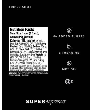 KITU SUPER Espresso SugarFree Keto Coffee Cans 12 Pack - Triple Shot 6 Fl Oz | Iced & Canned Vegan Coffee - 0g Sugar, 0 Calories - DairyFree & GlutenFree - SUPER COFFEE Family - Buy Online on GoSupps.com