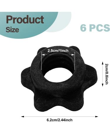 Prasacco 6 Pack Dumbbell Socket Nuts - 25mm Anti-Slide Barbell Clamps | Black Plastic Star Closures for Weight Training - Buy Online on GoSupps.com