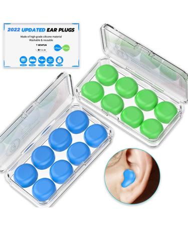 2021 New Version Ear Plugs for Sleeping Noise Canceling 8 Pairs Waterproof Reusable Silicone Noise Cancelling Ear Plugs for Swimming Snoring Working 32dB Highest NRR