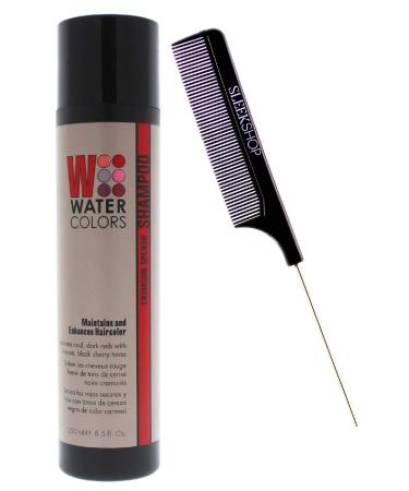 tadl Comb + CRIMSON SPLASH - WATERCOLORS by T Color Depositing Sulfate-Free Shampoo Maintains & Enhances Haircolor (w/ SIeekshop Steel Pin Rat Tail Comb) Water Colors Hair Dye Maintenance Wash (Crimson Splash - 8.5 oz)
