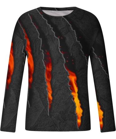 oelaio Mens T-Shirts Fashion 3D Digital Print Graphic Tees Plus Size Crewneck Long Sleeve Pullover Tee Shirts Crewneck Yellow - Buy Online on GoSupps.com