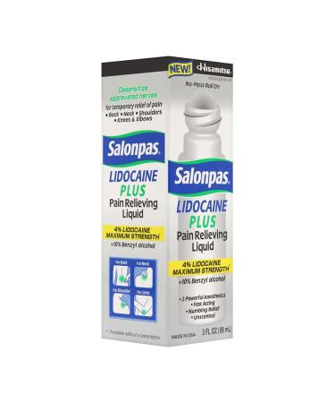 Salonpas lidocaine Plus 3 oz Roll On Pain Relieving Liquid 4% Lidocaine