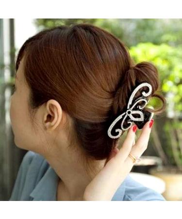 Yusier Lotus Rhinestone Hair Clip - Sparkling Diamond Crystal Grab Clip for Women - Black Hair Accessories - Buy Online on GoSupps.com