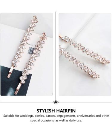 FRCOLOR 2 Pairs Rhinestone Bobby Pin Bling Crystal Metal Hair Clips Sparkly Hairpins Hair Accessories for Lady Women Girls Rose Gold - Buy Online on GoSupps.com