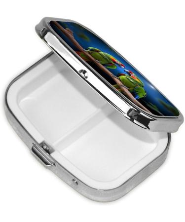 Parrots Printing Small Pill Case - Cute 2 Compartment Travel Pill Box Organizer for Purse & Pocket Gifts - Buy Online on GoSupps.com