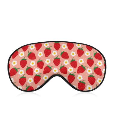 Strawberry Fruit and Flowers Sleep Mask for Women Adjustable Sleeping Eye Shades Cover with Elastic Strap