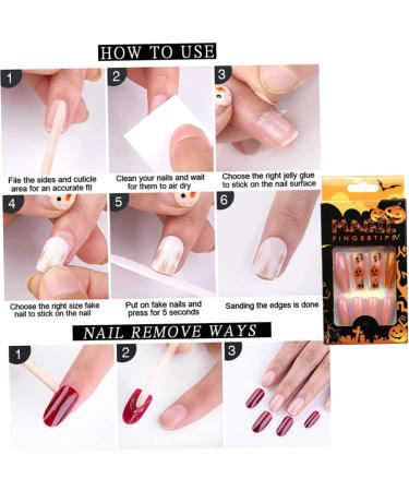 Halloween Press on Nails Medium Length Fake Nails Acrylic Nails Pumpkin Black Flame Cross head Design Nails Fake Nails Glue for Women and Girls the Most Fashionable Nail Decoration Halloween - Buy Online on GoSupps.com