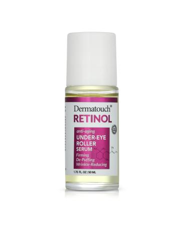 Dermatouch Retinol Under Eye Roller Serum With Vitamin C & E Elastin Spirulina Caffeine and Glycerin Hydrating Formula with Cooling Applicator Clean Daily Skin Care Made in USA 1.6 Oz