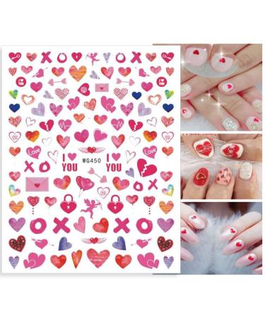 Valentines Day Nail Art Stickers - 3D Self-Adhesive Love Heart Lip Decals, Red Lip Series - 6 Sheets - Buy Online on GoSupps.com