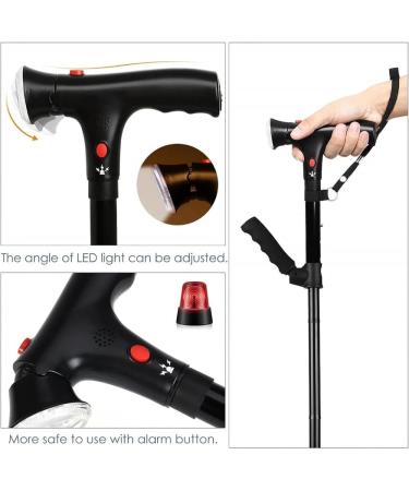 Telescopic Folding Cane Elderly Cane LED Walking Cane with Alarm Trustworthy Cane Height Adjustable Anti-Fall Balance Walker Night Light Elderly Cane - Buy Online on GoSupps.com