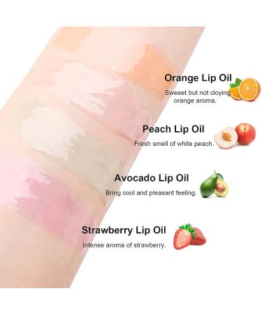 4Pcs Plumping Lip Oil Set for Women - Hydrating Fruit Extract Formula - Long Lasting Moisturizing Non-Sticky Balm - Reduce Dry Lips & Wrinkles (SET B) - Buy Online on GoSupps.com