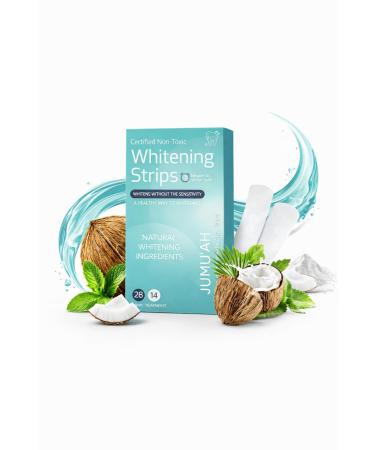 Jumu ah Teeth Whitening Strips - 14 Treatments - 28 Strips - Peroxide Free - Certified Non-Toxic Teeth Whitening | Whitens Without Sensitivity