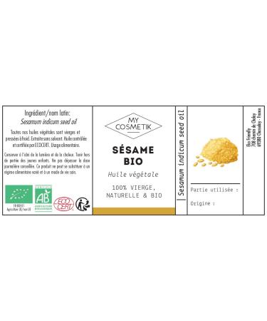 Buy Organic Sesame Vegetable Oil 500ml | MY COSMETIK | Premium Quality for Skin & Hair Care - Worldwide Shipping - Buy Online on GoSupps.com