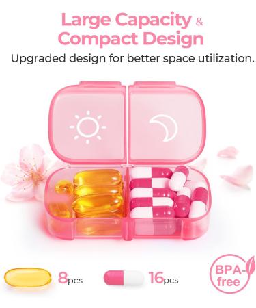 Shop AUVON XL Weekly Pill Organizer - 2 Times a Day Easy Fill Design 7 Day AM PM Pill Box for Travel - Vitamins Supplements Fish Oils - A-Pink - Buy Online on GoSupps.com