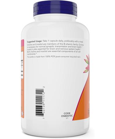 Now Choline & Inositol 180 Veg Capsules - Supports Brain Health & Mood - Vegan & Non-GMO - Buy Online on GoSupps.com