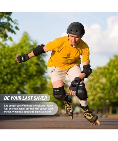 JBM Black Adult/Child 3 in 1 Protective Gear Set for Multi Sports - Knee Pads, Elbow Pads, Wrist Guards | Skateboarding, Roller Skating, Cycling, BMX | Adjustable Fit - Buy Online on GoSupps.com
