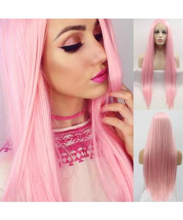 Seraphic Wing 24 cm long straight synthetic lace front wig natural with pink wig for party wig for women the hair heat-resistant fiber