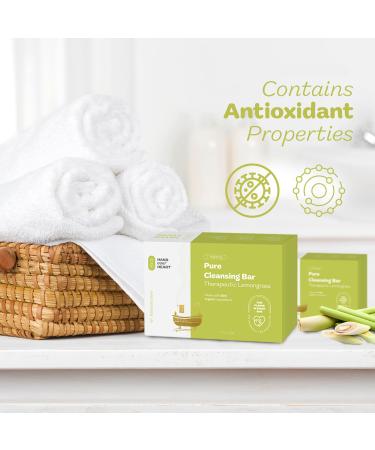 Hand over Heart Lemongrass Cleansing Bar Soap | Aromatherapy Herbal Soap with Organic Essential Oils | Nourishing Refreshing & Soothing Skin Care - Buy Online on GoSupps.com