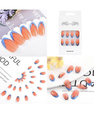 Buy Sethexy French Ballerina False Fingernails - Shiny Blue Coffin Nails | 24pcs Acrylic Press-On Nail Tips for Women & Girls - International Shipping Available - Buy Online on GoSupps.com