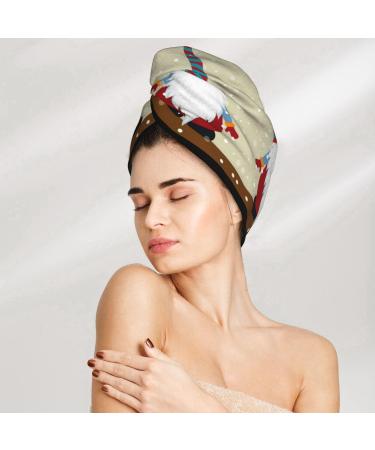 Christmas Gnome Microfiber Hair Towel - Soft Super Absorbent Coral Velvet Wrap for Women | Quick Dry Hair Cap for Long Curly & Thick Hair - Buy Online on GoSupps.com