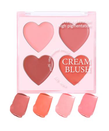 Blush Palette 4 Colors Facial Cheek Blusher Palette Blendable Cosmetics Make Up for Dating Event Vacation Travel Wedding
