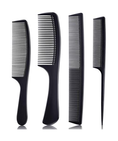 4 Pieces Combs for Women and Man  Premium Black Carbon Fiber Hair Comb Set for Teasing and Parting  Professional Combs for Hair Stylist  Fine and Wide Tooth Styling Comb for All Hair Types