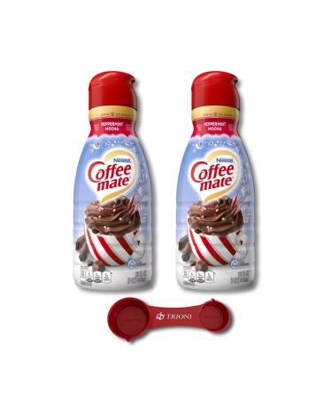 Coffee Mate Peppermint Mocha Creamer Bundle Includes Two (2) 32 fl oz Bottles of Peppermint Mocha Creamer a Flavored Coffee Creamer Liquid With a TRIONI Multi-Purpose Measuring Spoon Which Can Be Used to Measure 4 Different Measurements! Peppermint Mocha 