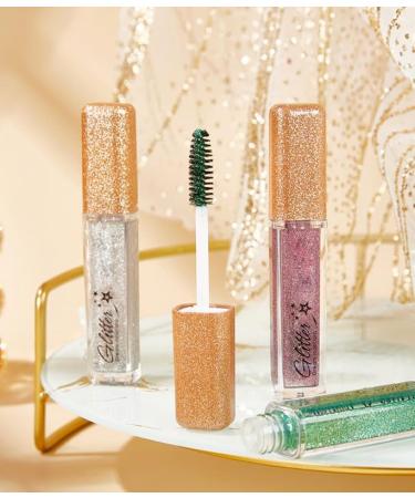 Glitter Mascara Diamond Sparkling Colorful Mascara anti-smudge sparkling colorful eye makeup tool suitable for wedding stage music festival (Silver white) - Buy Online on GoSupps.com