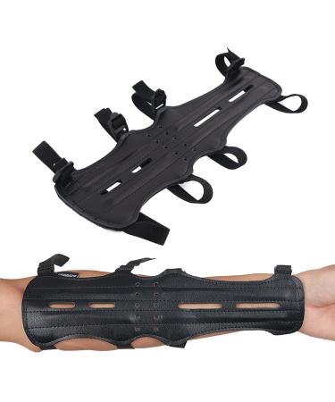 TOPARCHERY 12" Cow Leather Arm Guard Protector with 4 Adjustable Straps Black - Buy Online on GoSupps.com